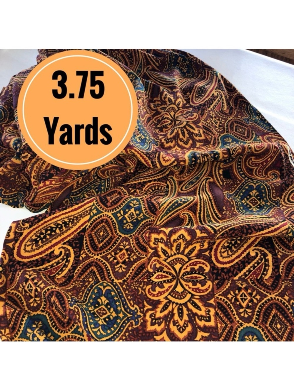 Cotton Blend Paisley Abstract Uncut Fabric (3.75 yds x 44”) GORGEOUS Colors!